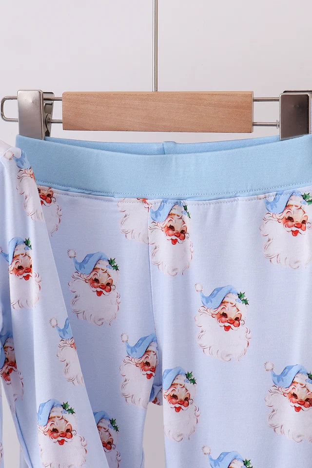 Blue Santa Bamboo 2-Piece Jammies