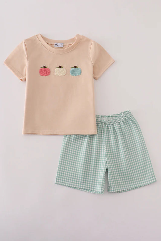 Triple Pumpkin French Knot Short Set (Boy)