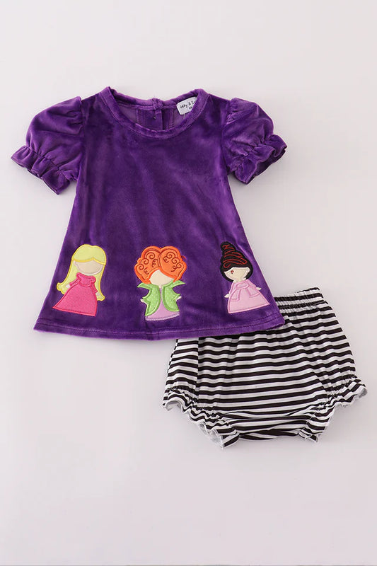 Witchy Sister Velvet Diaper Cover Set