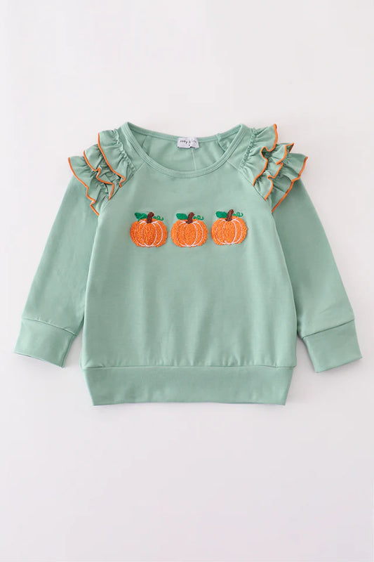 Triple Pumpkin Sage Long Sleeve Ruffle