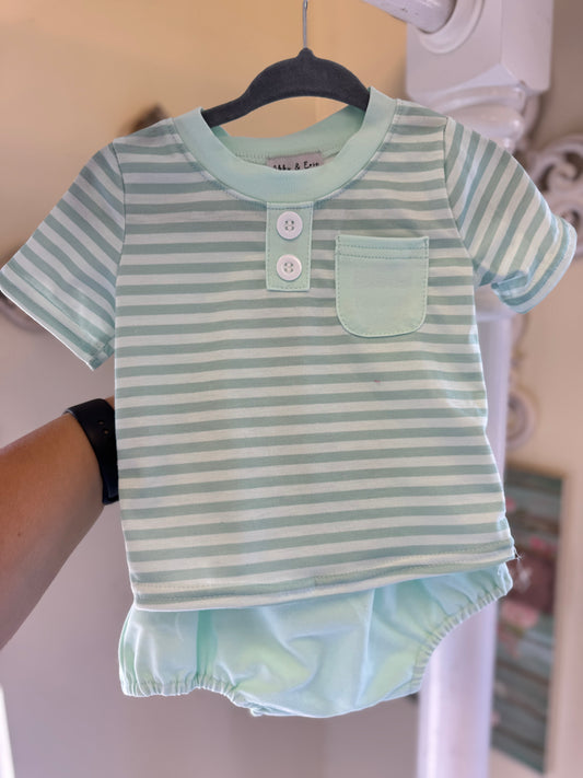 Green Striped Diaper cover set