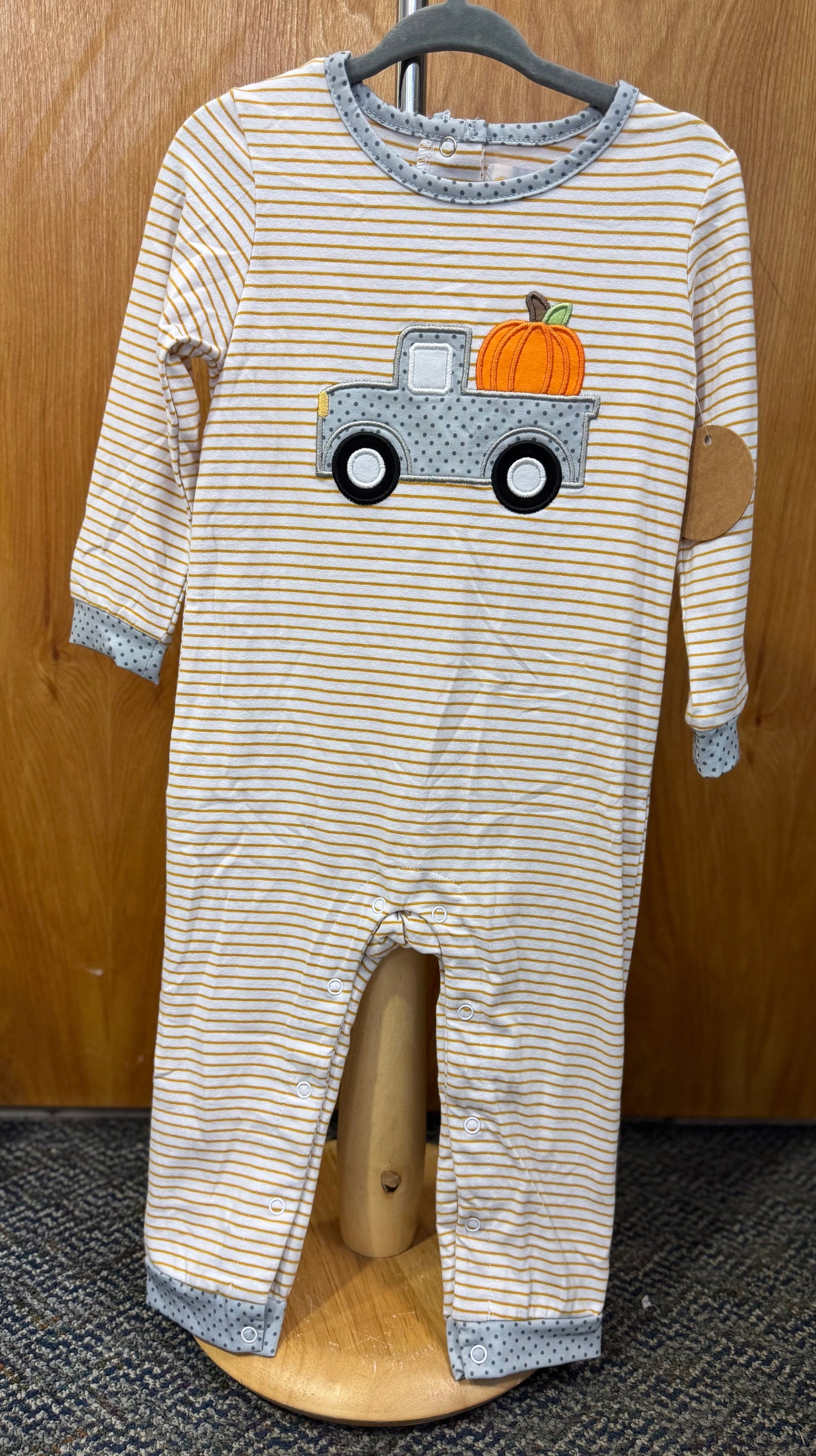 Striped Truck with Pumpkin