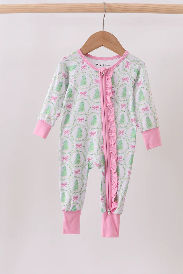 Bamboo Christmas Tree Zipper (Ruffle/Pink)