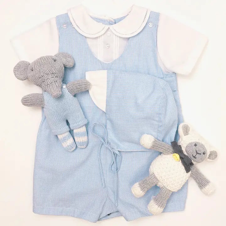 Blue (Small Gingham) Romper with side tabs