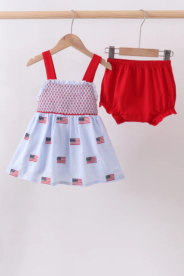 American Flag seersucker bloomer set