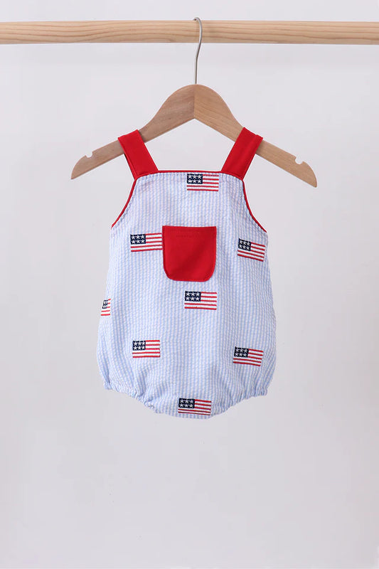 American Flag Seersucker Boy Bubble