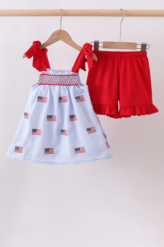 American Flag Seersucker Short Set