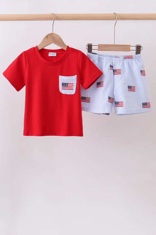 American Flag Boy Short Set