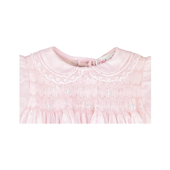 Pink Smocked Heirloom dress with Lace