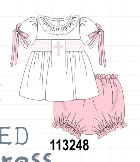 Pink Cross Bloomer Set