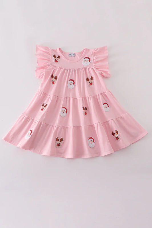 Pink-Santa/Reindeer Sequin Dress