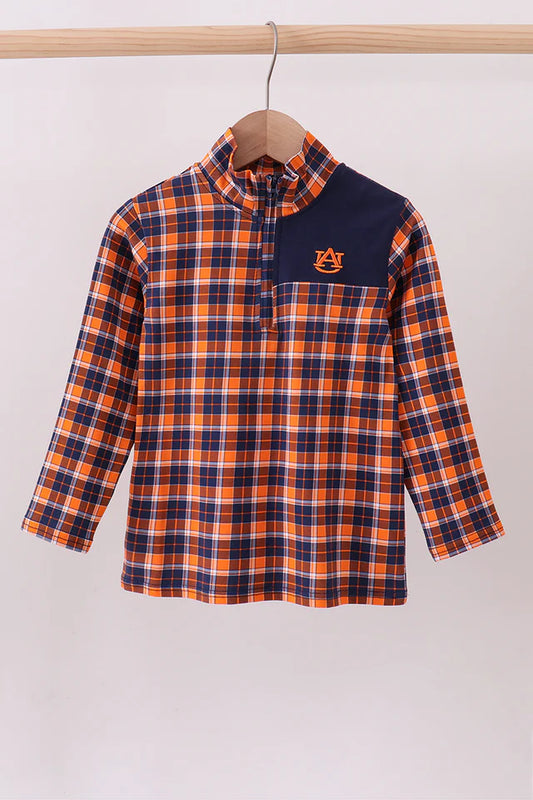 Plaid Orange & Blue Pull-over