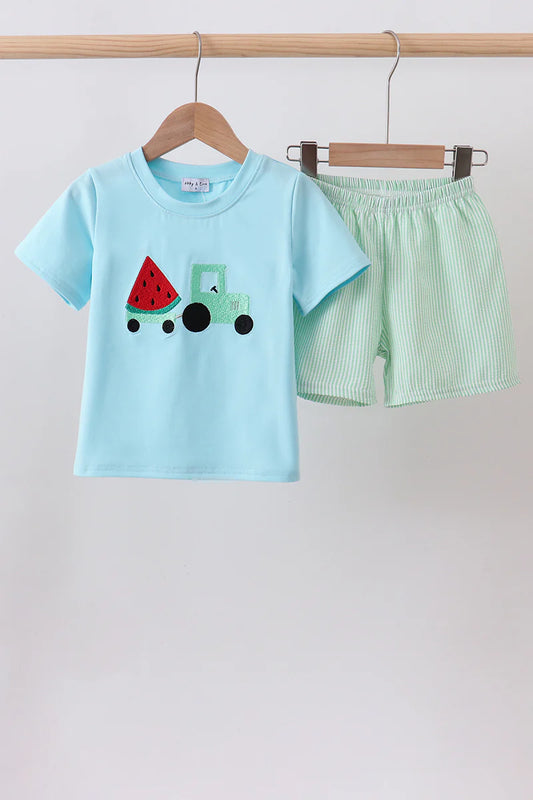 Watermelon Tractor Short Set