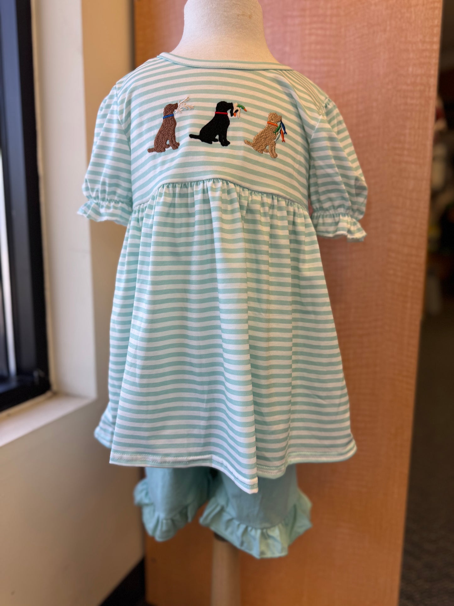 Triple Dog Striped Ruffle short set