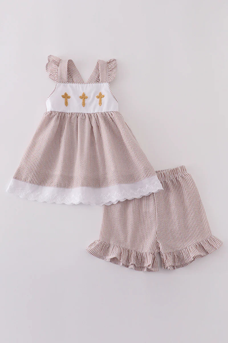 French Knot Seer Sucker Crosses (Ruffle)