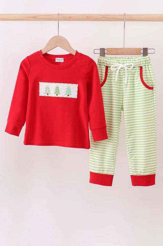Red Christmas Tree Pant set