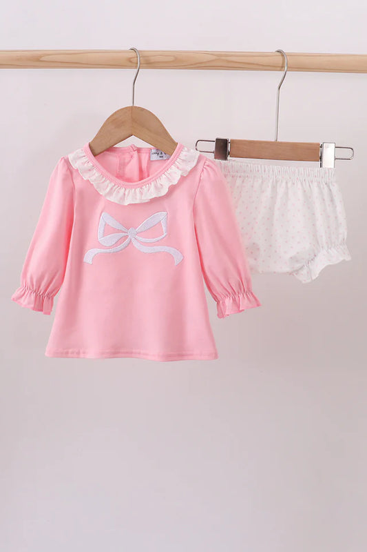Pink Bow Diaper Cover Set