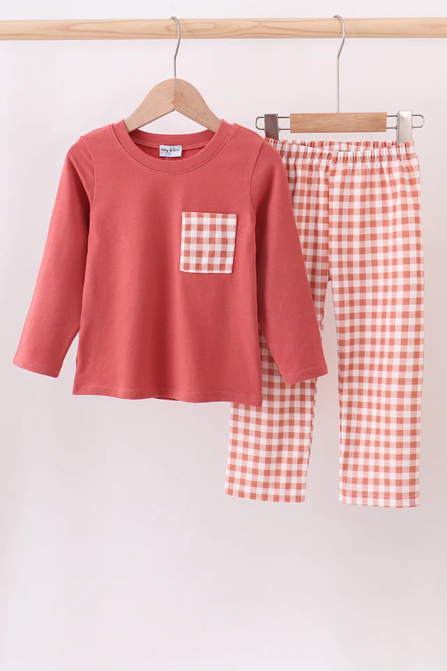 Gingham Corduroy Pant Set