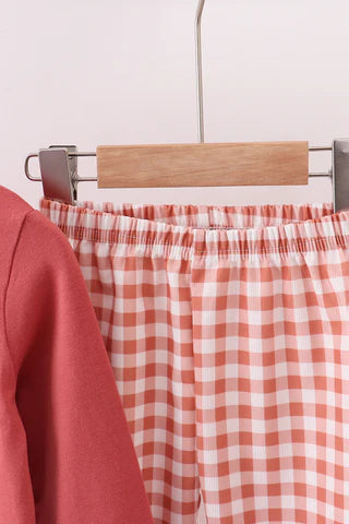Gingham Corduroy Pant Set