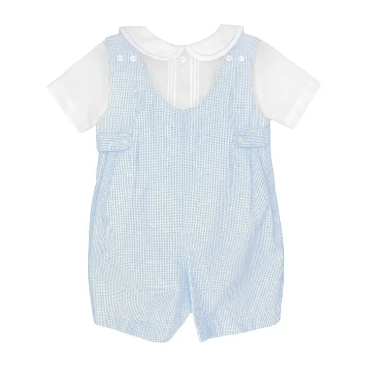 Blue (Small Gingham) Romper with side tabs
