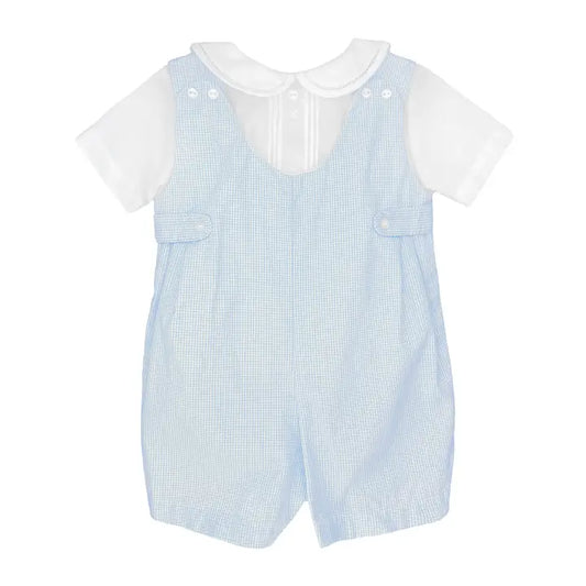 Blue (Small Gingham) Romper with side tabs